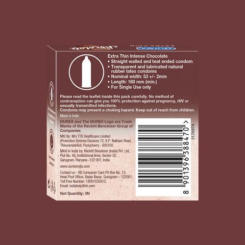 Durex Extra Thin Intense Chocolate Flavoured - 3 Condoms, (1 Pack of 3s)