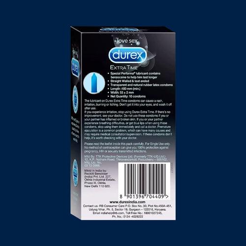 Durex Extra Time - 100 Condoms, 10s(Pack of 10)