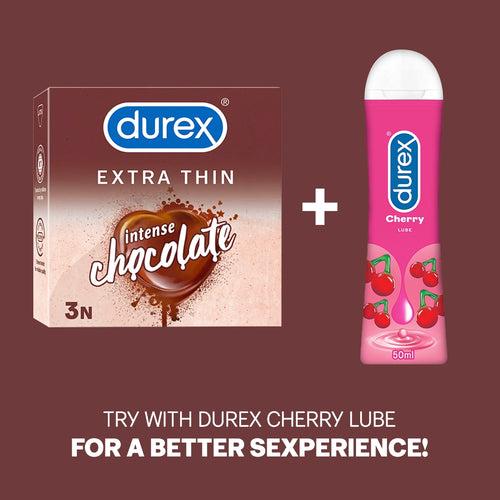 Durex Extra Thin Intense Chocolate Flavoured - 3 Condoms, (1 Pack of 3s)