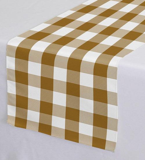 Lushomes table runner, Buffalo Checks Beige Crochet, table runner for 6 seater dining table, for Living Room, for Center Table for Coffee Table (Single Layer, 13 x 72 inches)