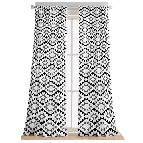 Lushomes curtains 8 feet long set of 2,door curtains 8 ft, door curtain, curtains for bedroom, Semi sheer curtains, rod pocket curtains (Pack of 2, 57x96 Inch, Beige Coffee Geomertic)