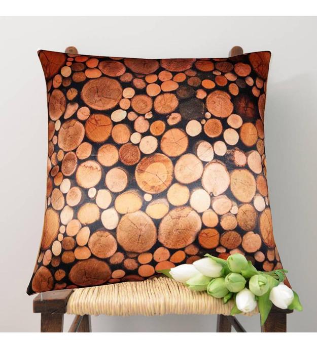 Lushomes cushion covers 16 inch x 16 inch, cusion covers for sofa 16" 16 Printed Log Cushion Cover boho cushion covers (16 x 16 inches, Single pc)