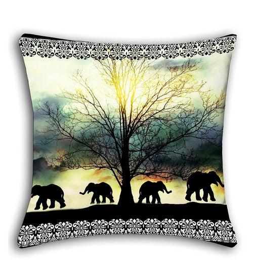 Lushomes cushion covers 16 inch x 16 inch, cusion covers for sofa 16" 16 Digital Printed Elephants Square Festive and Ethnic Cushion Covers (5 Pcs, Size: 16''x16'')