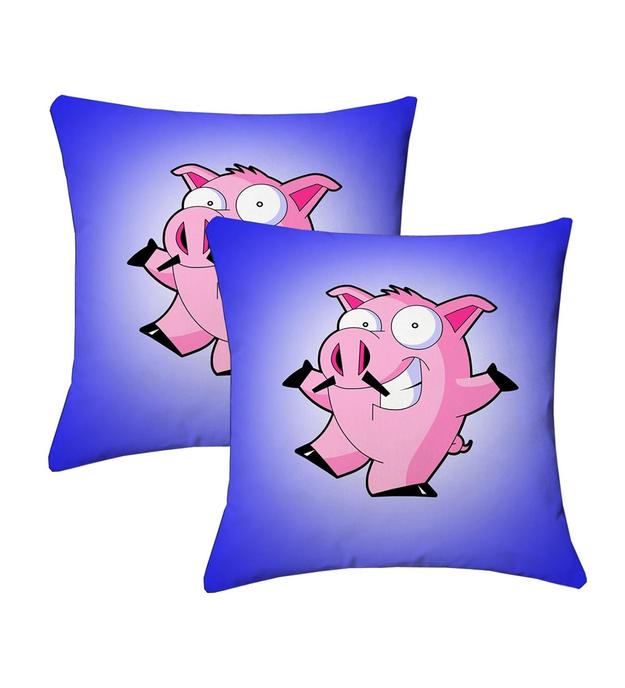 Lushomes cushion cover 24 inch x 24 inch, Kids Digital Printed Pig Square Festive and Ethnic Cushion Covers, 24 inch cushion cover (2 Pcs, Size: 24''x24'')