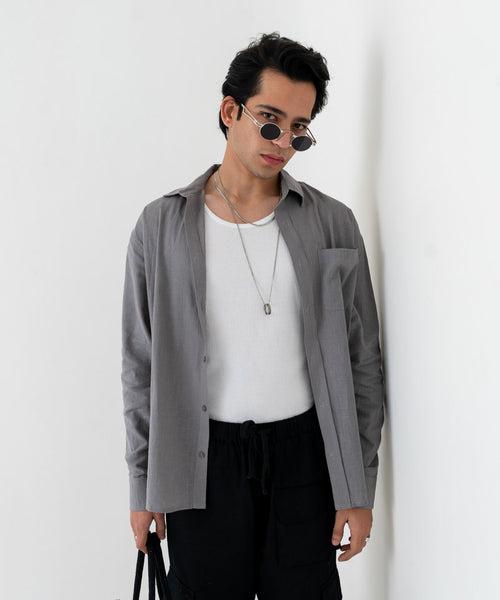 Dolphin gray full sleeves - Oversized Shirt