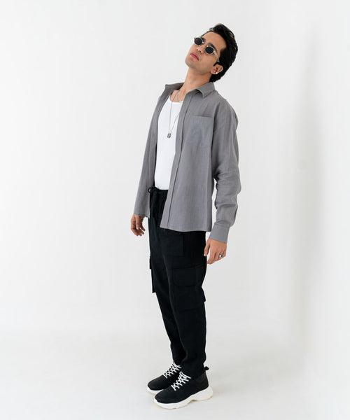 Dolphin gray full sleeves - Oversized Shirt