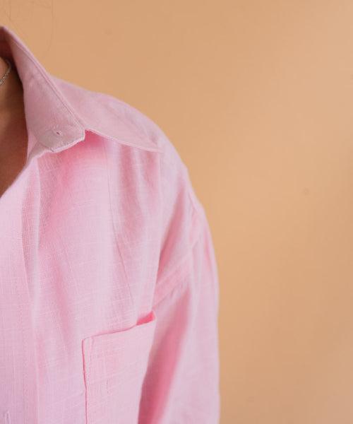 Pastel pink full sleeves - Oversized Shirt