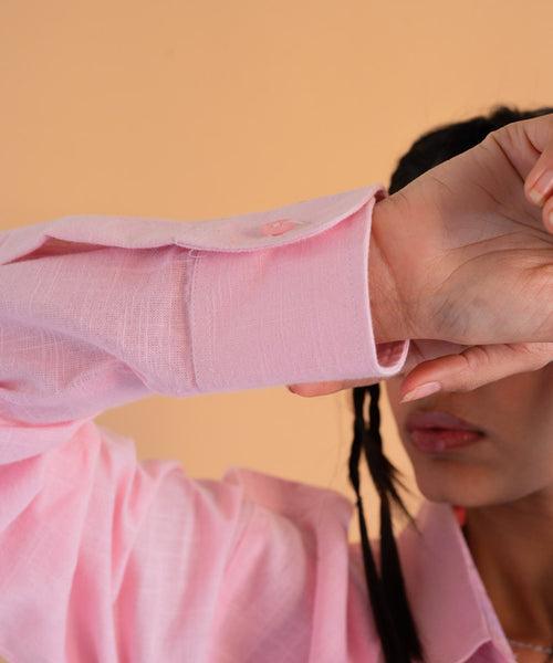 Pastel pink full sleeves - Oversized Shirt