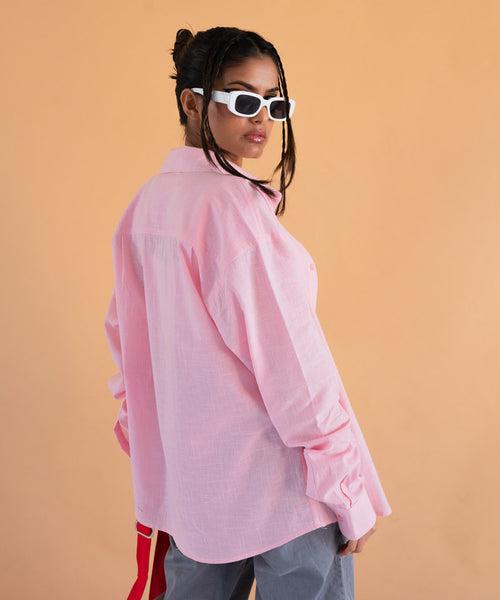 Pastel pink full sleeves - Oversized Shirt