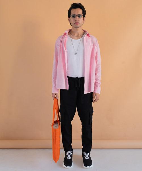 Pastel pink full sleeves - Oversized Shirt