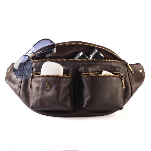 Leather Waist/Fanny Pouch Black