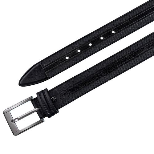 Stripe Chatai Black Leather Belt