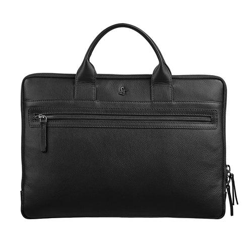 Laptop Sleeve V | Leather Laptop Bag for Men | Size: 15.6 Inches | Color: Black