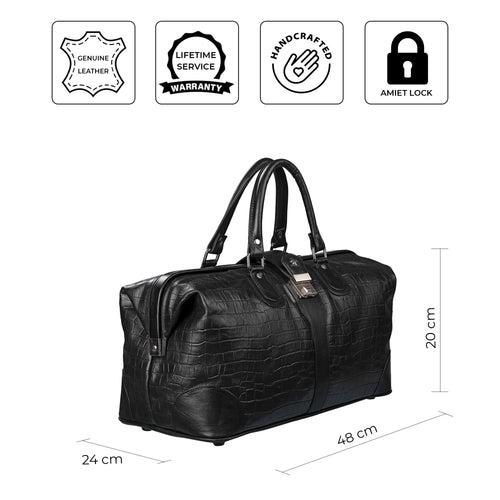 Luxury Corporate Diwali Gift | Georgia Collection - Italian Classics | 97 Travel Bag | Leather Duffle Bag For Men | For Travel | Colour : Black