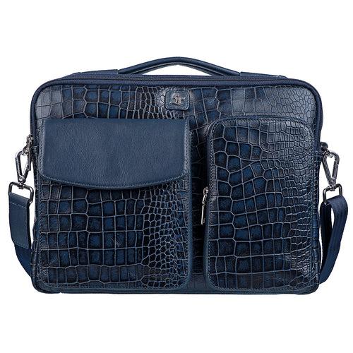 Sleeve IV | Genuine Leather Laptop / Office Bag For Men | Fits Laptops up to 13.5" | Blue