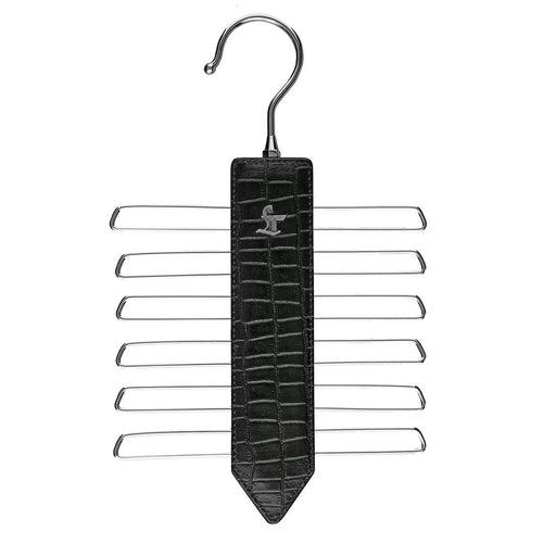 Leather Wooden Tie Hanger | 100% Genuine Leather | Color: Black, Brown, Green & Cherry