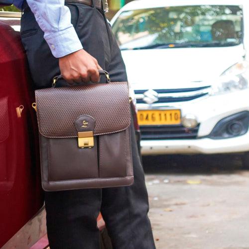 Men's Bag V | Leather Messenger Bag For Men | Brick Brown
