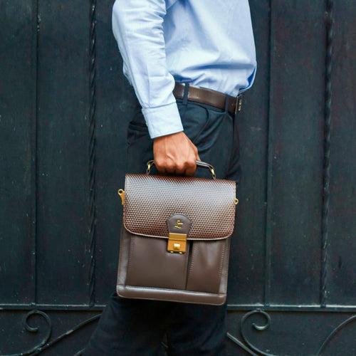 Men's Bag V | Leather Messenger Bag For Men | Brick Brown