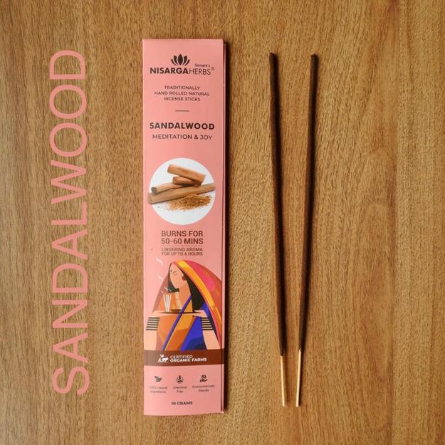 Sandalwood Incense Sticks - Natural sandalwood incense sticks for stress relief, relaxation, and meditation