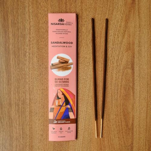 Sandalwood Incense Sticks - Natural sandalwood incense sticks for stress relief, relaxation, and meditation