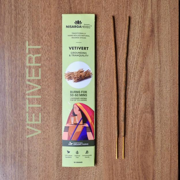 Vetivert Incense Sticks - Natural Vetivert incense sticks for stress relief, relaxation, and emotional balance