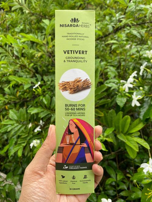 Vetivert Incense Sticks - Natural Vetivert incense sticks for stress relief, relaxation, and emotional balance