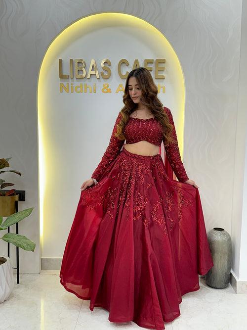 Maroon Embellished Lehenga