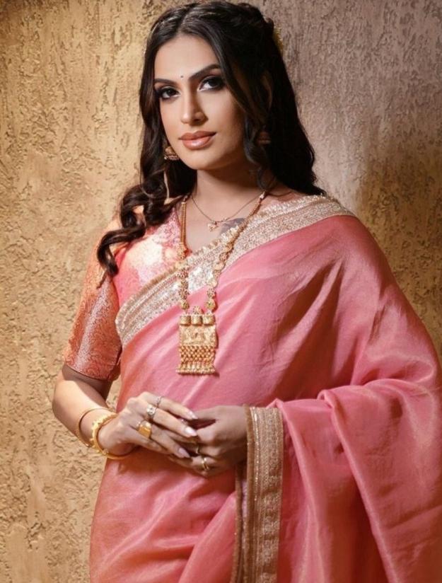 Pink Tissue Saree