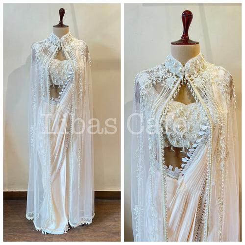 Cape Drape Pearl Saree