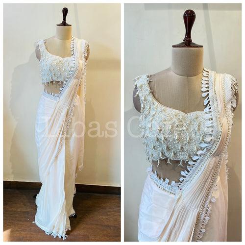 Cape Drape Pearl Saree