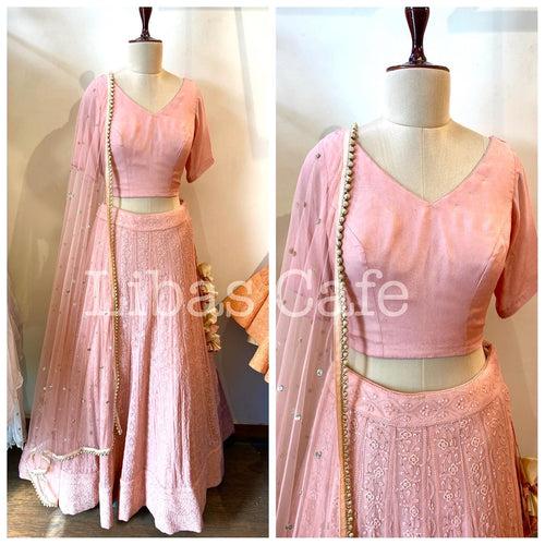 Pastel Peach Lakhnavi Lehenga