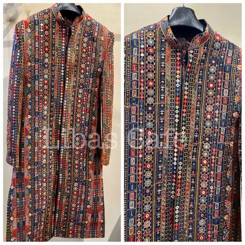 Multicolored Thread Embroidered Sherwani