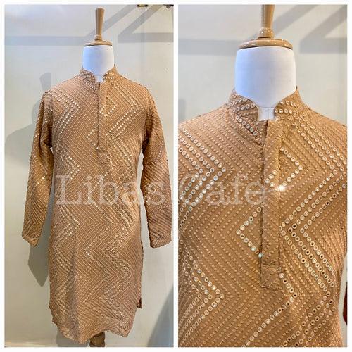 Gold Mirror Lakhnavi Kurta