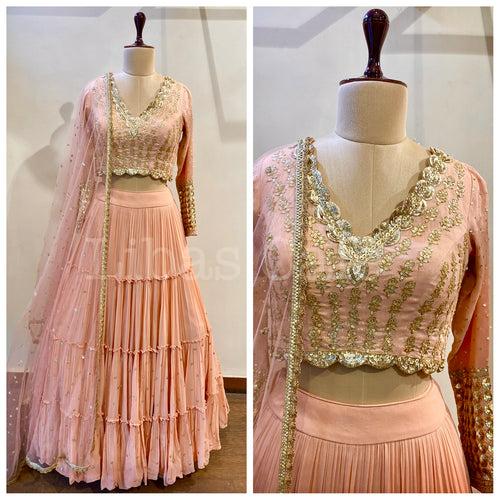 Peach Gathered Lehenga