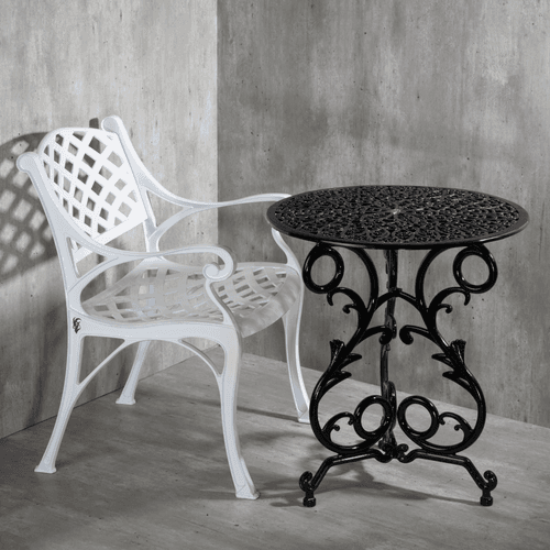 Vela Small Flower Aluminium Table with 1 Armchair