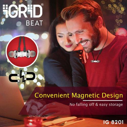 iGRiD Bluetooth Wireless Earphones with Mic | Bluetooth Neckband | Fast Charge, Magetic Buds & Gaming Mode | Water Resistant | Noise Reduction & Dual Pairing | Powerful Bass | Voice Assistant | ‎IG8201 | 1 Year Warranty