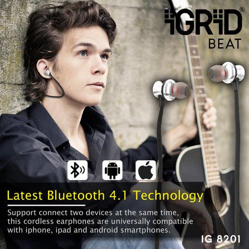 iGRiD Bluetooth Wireless Earphones with Mic | Bluetooth Neckband | Fast Charge, Magetic Buds & Gaming Mode | Water Resistant | Noise Reduction & Dual Pairing | Powerful Bass | Voice Assistant | ‎IG8201 | 1 Year Warranty