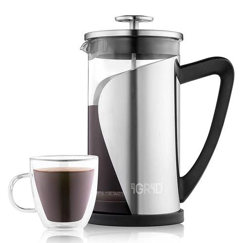 iGRiD French Press Coffee and Tea Maker (1000 ML) with 4 Part Superior Filtration - IGFP09