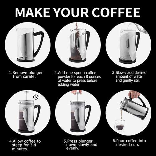 iGRiD French Press Coffee and Tea Maker (1000 ML) with 4 Part Superior Filtration - IGFP09