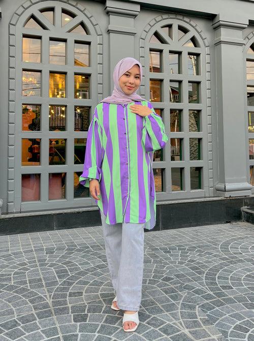 Striped Shirt - Purple & Green