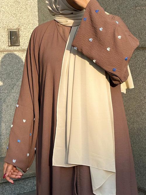 Hub Abaya - Brown ( Comes with Hijab )