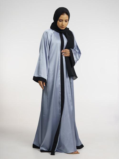 Anisa Satin Two-Piece Abaya - Blue