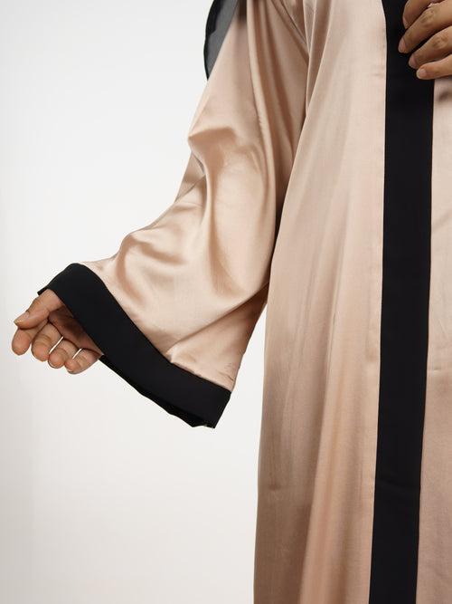 Anisa Satin Two-Piece Abaya - Beige