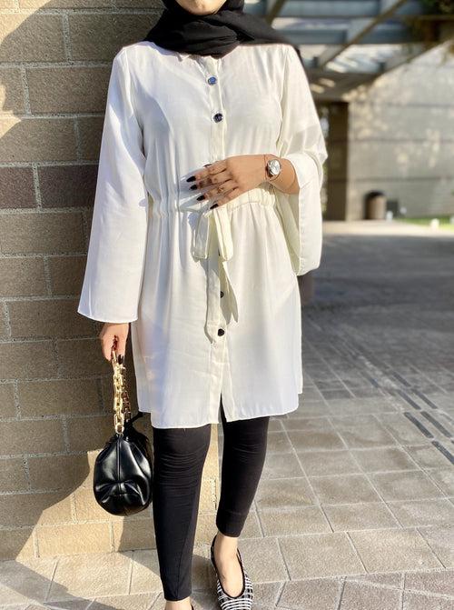 White Victoria Bell-sleeve Shirt