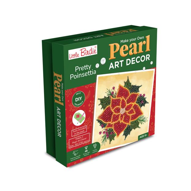 Christmas DIY Make Your Own Pearl Art Décor Kit - Pretty Poinsettia, 1 Box