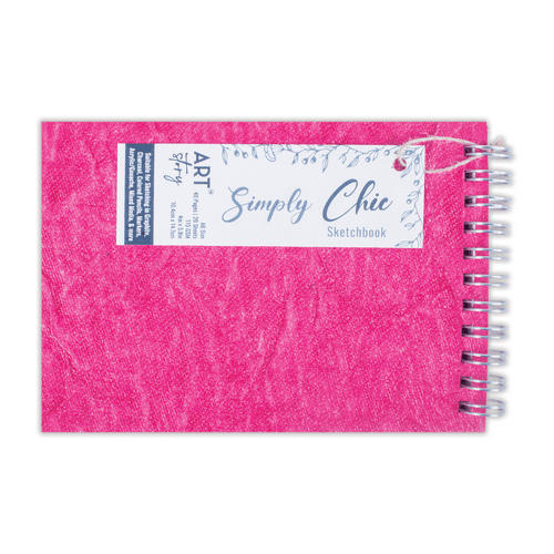 Simply Chic Spiral Bound Sketchbook with Leather Paper Cover | Fuchsia Pink | A6- 115gsm - 40Pages - 1Book