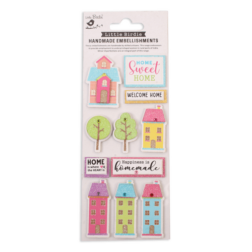 Handmade 3D Glitter Stickers - Homemade Happiness, 11pc, 1 Sheet