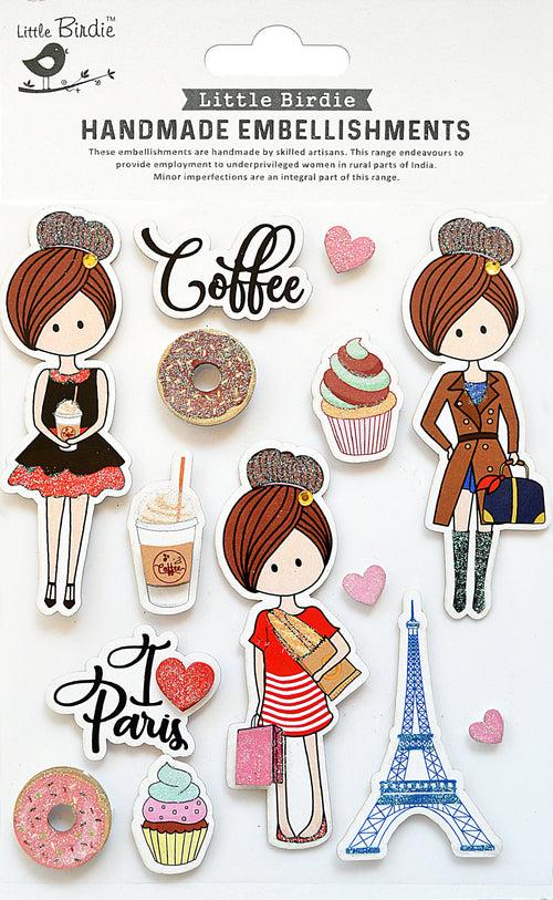 Self Adhesive Stickers I Love Paris 14Pc