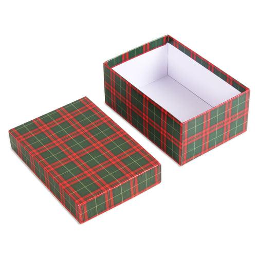 Gift Box Tartan Check Festive Hues L15.5 X W10.5 X D6.5(cm) 1pc