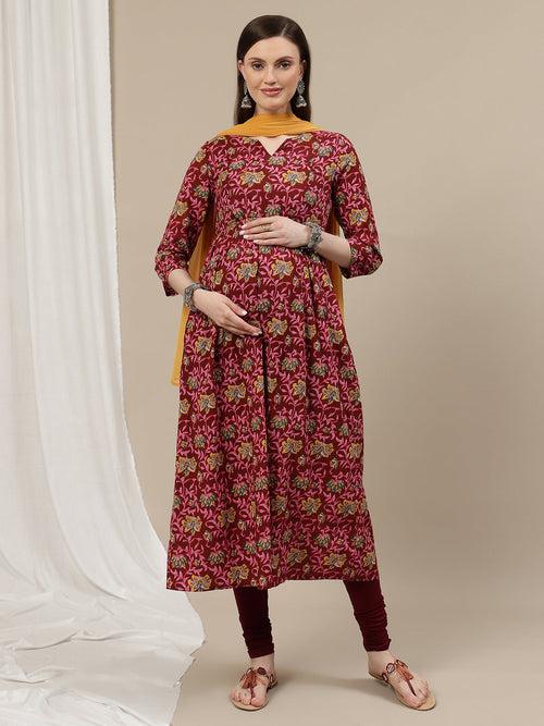 3pc. Floral Maternity Kurta Suit